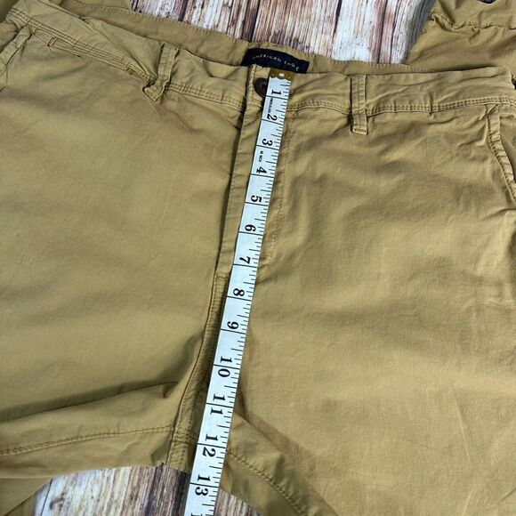 American Eagle Next Level Flex Mens 35x32.5 SLIM Straight Leg Chino Khaki Pants - Picture 5 of 10